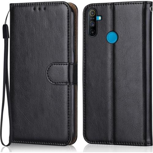 Luxury Leather Case for On Realme C3 Wallet Stand Flip Case Phone Bag with Strap