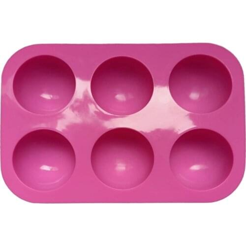 6 Slots Pudding Baking Mold Half-ball Shaped Cake Muffin Cupcake Ice Cube Silicone Mould Baking Tool
