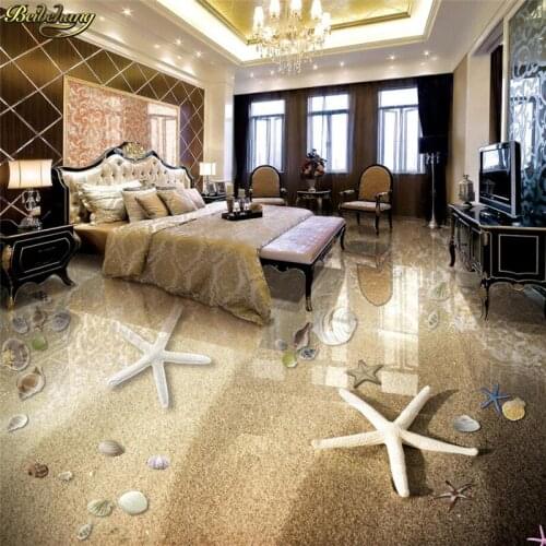 Beibehang Custom Photo Floor Painting Wallpaper Romantic Beach Starfish Conch Shell Bathroom 3D Floor Painting papel de parede