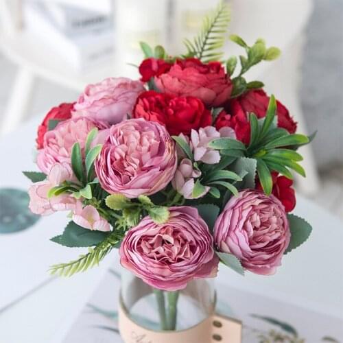 Artificial Peony Silk Flowers Fake Peonies Bouquets for Home Table Centerpieces Wedding Party Decoration