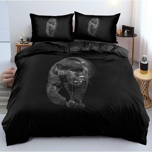 3D Duvet Cover Sets Bedding Sets Comforter Cases and Pillow Covers Super King Queen Full Size Design Leopard Black Home Textile