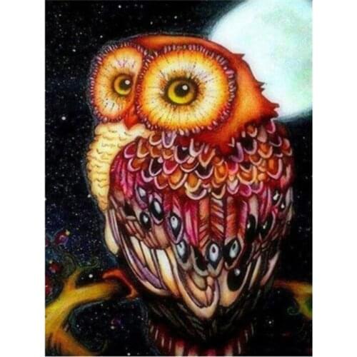 RoundFull Diamond Painting Owl Cross Stitch 5D DIY Needlework Wall Art Resin Diamond Embroidery Mosaic Handicraft Gift