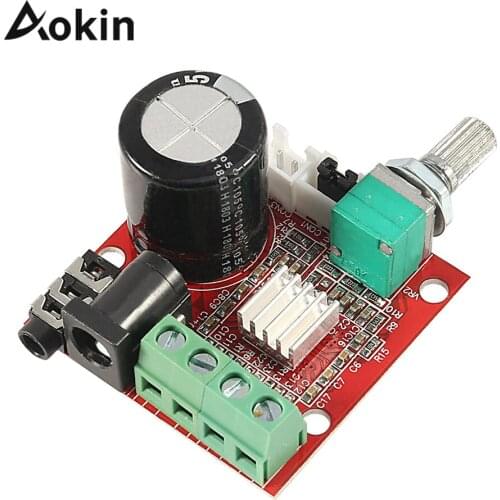 10W + 10W PAM8610 Mini Stereo Audio Power Amplifier Board Module Volume Control Knob Class-D Module DC 7.5V - 15V