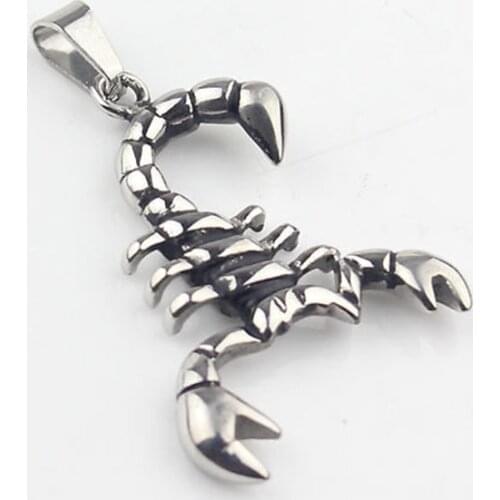 Silver color Mens Boys Gothic Punk 316L Stainless Steel Scorpion Biker Pendant