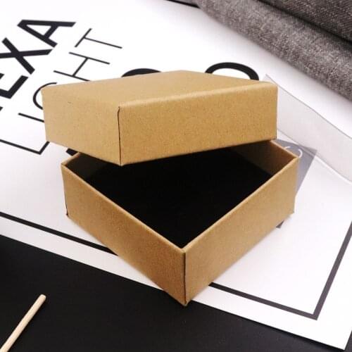 7x7cm High Quality Wedding Kraft Paper Jewelry Set Necklace Earrings Ring Gift Box Packing Jewellery Display For Engagement