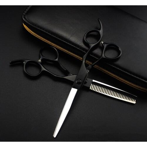 Professional 6 '' JP 440c steel black hair scissors haircut scissor thinning barber makas cutting shears hairdresser scissors