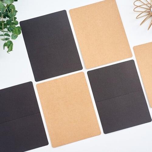 10pcs simple greeting card, blank without pattern, kraft paper, black cardboard, message card, reminder card, gift card, memo