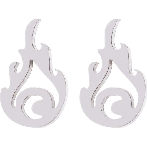 Stainless Steel Fire Flame Earring For Girl Torch Ear Stud Fashion Jewelry Handmade Cool Beauty Trendy Party Bronics Dropship