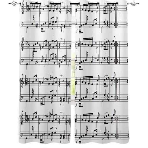 Tab Music Note Black White Blackout Curtains Bedroom Living Room Home Decoration for Children Girls Boys Gift