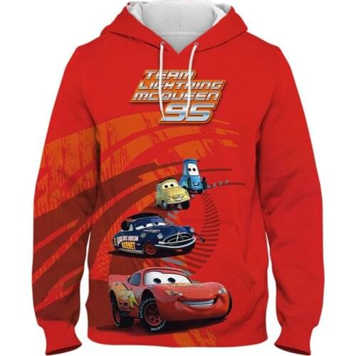 Disney 95 Cars Hoodie Kids Boys&Girls Long Sleeve Hooded Sweatshirts Men Women 3D Print Hoodies Street Style McQueen Clothes
