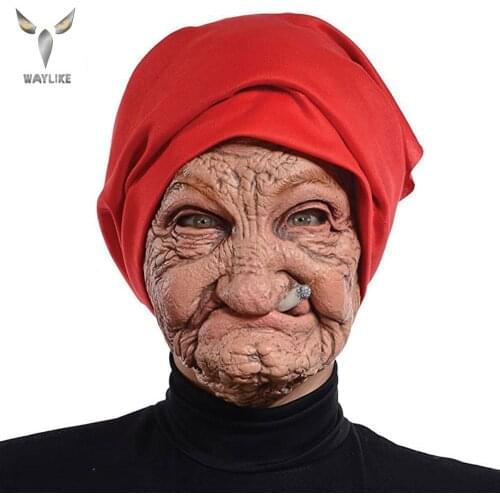 Old Man Head Horror Face Mask Halloween Horror Funny Latex Full Headdress Mondkapjes Mascherine Masque Mascarillas Face Mask