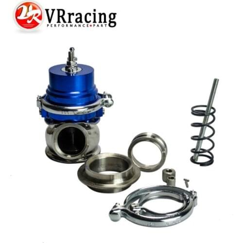 VR - BLUE 50mm Adjustable Turbo V-band 50mm External Wastegate Bypass Exhaust Manifold + Spring VR5801
