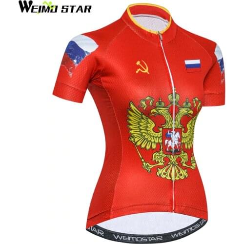 Weimostar 2018 Russia Team Cycling Jersey Women Short Sleeve Bicycle Cycling Clothing Quick Dry Downhill mtb Bike Jersey Shirt