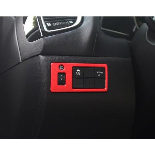 1pc for Mazda 3 Axela 2014-2017 Fog lamp switch decorate Sequin sticker headlamp switch decorate frame Carbon fiber pattern