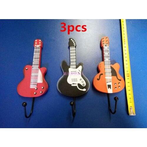 3pcs Resin Creative Guitar European coat hooks decorative Hat Coat Clothes Towel Wall Door Hanger Hooks