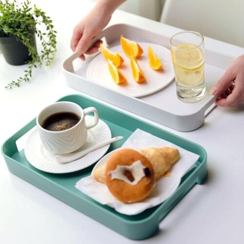 33CM Dinner Plate Rectangular Storage Tray Living Room Cup Draining Rack Household Plastic Tea Trays
