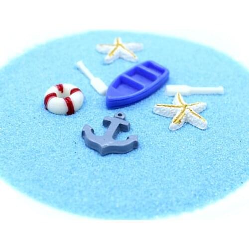 6PCS Mini Boat Paddle Anchor Life buoy Starfish Decor Figurine Cabochon Toys Dollhouse/Miniatures DIY Phone Case Accessories
