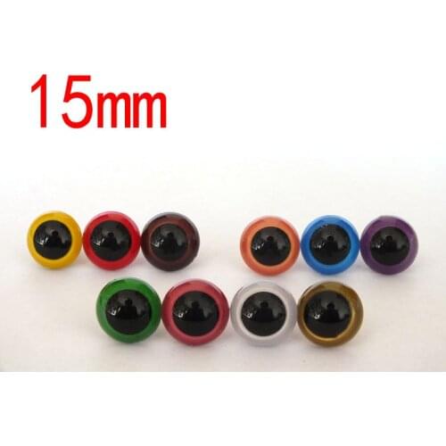 Free shipping!!50pcs 15mm 10color can choose round safety eyes with white washer