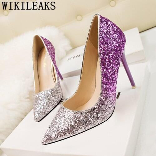 Glitter Heels Party Shoes Fashion Heels Ladies Dress Shoes Extreme High Heels Luxury Shoes Women Designers Zapatos Mujer 2020