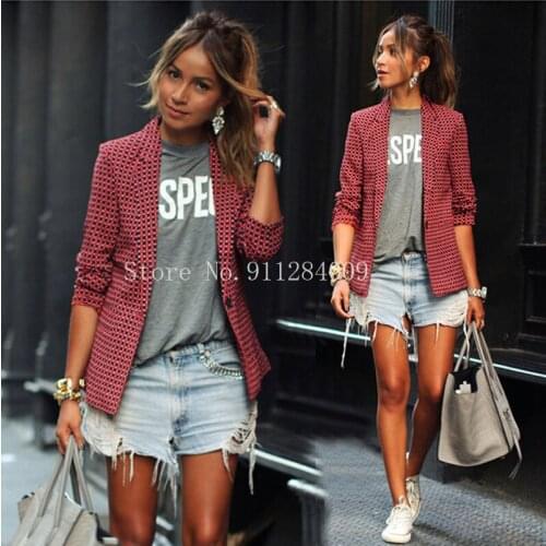 2021 Spring Autumn Womens Blazer Jacket Red Coat Casual Slim Fit Plaid Blazer Jackets Office Lady Coats Women Outwear