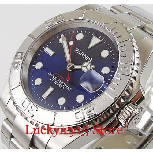 Top Brand PARNIS Luxury 40mm 21 Jewels MIYOTA 8215 Mechanical Men Watch Sapphire Crystal Full Steel Case Stainless Steel