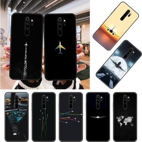 Phone Case For Xiaomi Redmi Note 8 8T 7 7A 9 9A 9S 8A 4 5 6 Pro Black Cover Funda Silicone Shell Fashion Plane Fly Your Dreams