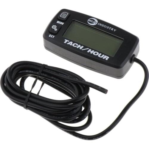 Backlit LCD DigitalTach Hour Meter Tachometer Waterproof for 2/4 Stroke Engine