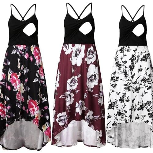 Womens Maternity Nursing Pregnanty Splicing Sleeveless Sling Print Floral Dress pregnant dress for session vestido embarazo new