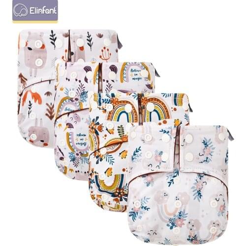 Elinfant New Arrival Print Fralda Ecologica Coffee Fleece Inner Waterproof Cloth Diaper