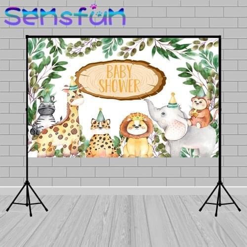 Photo Backdrop Baby Shower Jungle Safari Wild One 1st Birthday Party Baptism Banner Cartoon Animals Poster Photo Background