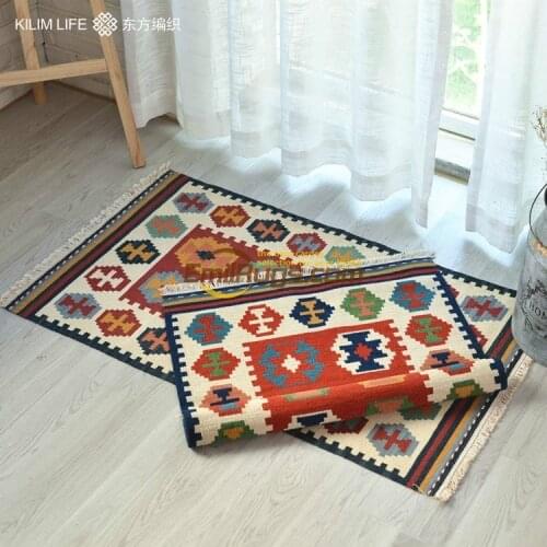 French Country Style Geometry Handmade Wool Light Kilim Kilim Carpet Decorative Tapestry gc137jyg2
