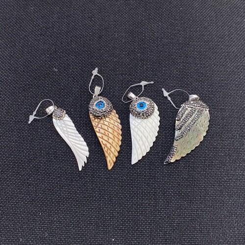 Exquisite Natural Freshwater Shell Pendant Charm Angel Wings Evil Eyes Fashion Necklace Earrings Accessories DIY Jewelry Making