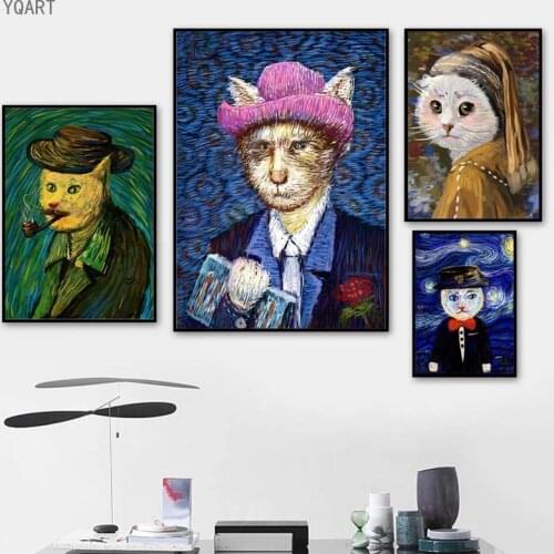 Modern Funny Artwork of Famous Oil Paintings Pictures Print on Canvas Vintage Art Posters and Prints for Living Room Decoration