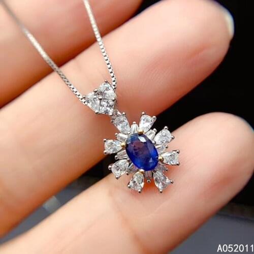 KJJEAXCMY fine jewelry natural sapphire 925 sterling silver popular girl new pendant necklace chain support test