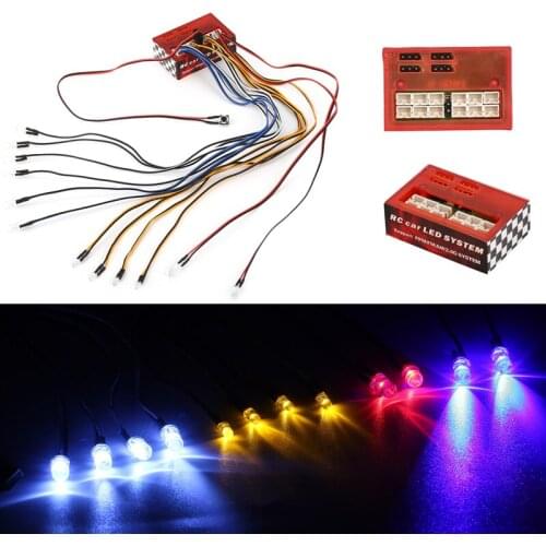 12 Ultra Bright LED Multi-function Lamp Light System Kit For 1/10 1/8 HSP TAMIYA CC01 Axial SCX10 D90 RC Car Parts