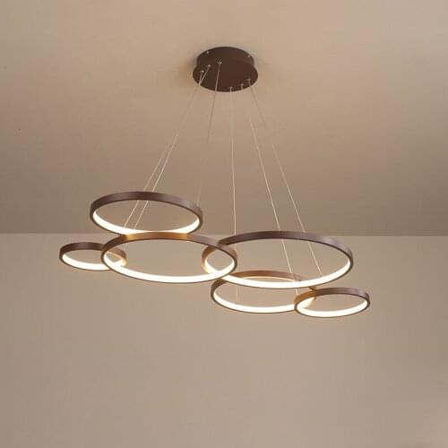 Creative Modern Circle Ring Chandeliers For Living Room Dining Room Kitchen Aluminum Pendant Hanging Suspension Chandelier