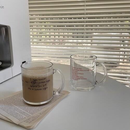 Transparent Glass Letter Lovers Cup Coffee Milk Water Cup Glass Water Bottle Cute Water Bottle