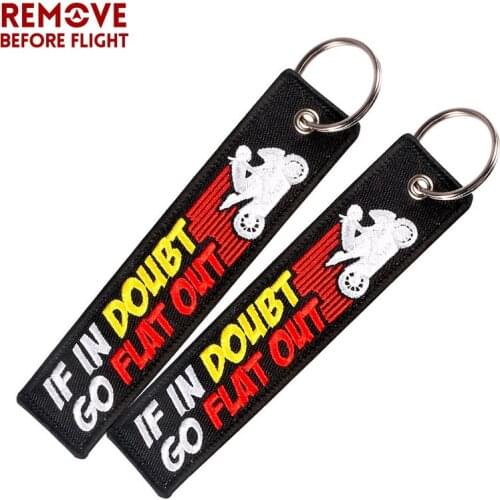 Fashion Car Key Chains for Men IF IN DOUBT GO FLAT OUT Embroidery Letter Car Keychains Bijoux Gifts Tag Porte Clef 20 PCS/LOT