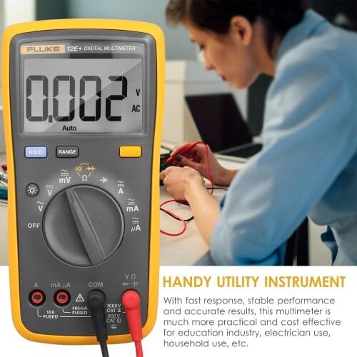 FLUKE 12E+ 4000 Counts Multimeter Digital Multimeter Voltmeter AC/DC Voltage Current Resistance Capacitance Continuity Diode