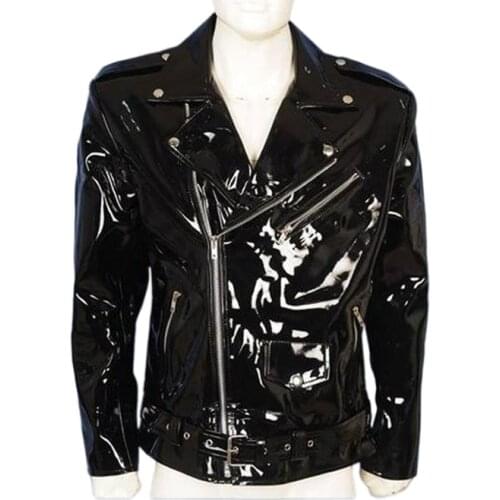 Mens Jacket Motorcycle Biker Mans Coat Autumn Spring Clothes PVC Leahter Jacket Zipper Motorcycle Streetwear Plus Size 7XL