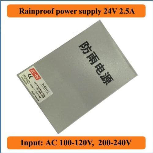 Reliable rainproof Switching power supply 60W 24V 2.5A Single Output metal case for LED Strip Light Device & CNC Stepper Driver
