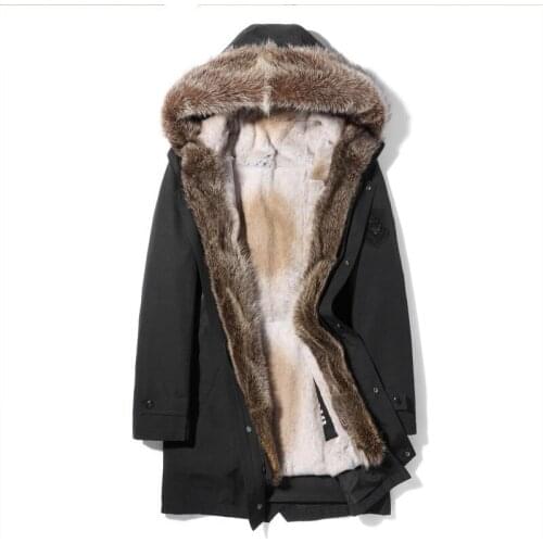 Real Coat Natural Mink Raccoon Rabbit Parka Winter Jacket Men Luxury Fur Warm Parkas Plus Size Veste MG-1208061 MY1989