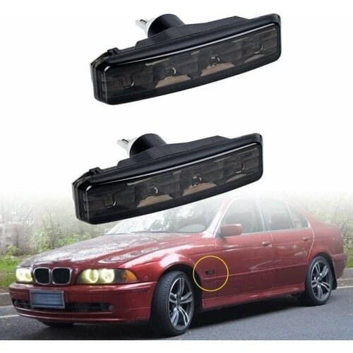 NEW-2Pcs Car Smoke Side Marker 4-LED Amber T10 Light for -BMW E39 M5 525I 528I 540I 1997-2003