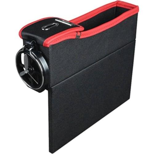 New PU Leather Seat Side Storage Box Multifunction Auto Gap Catcher Coin Collector Cup Holder Car Styling Interior Accessories