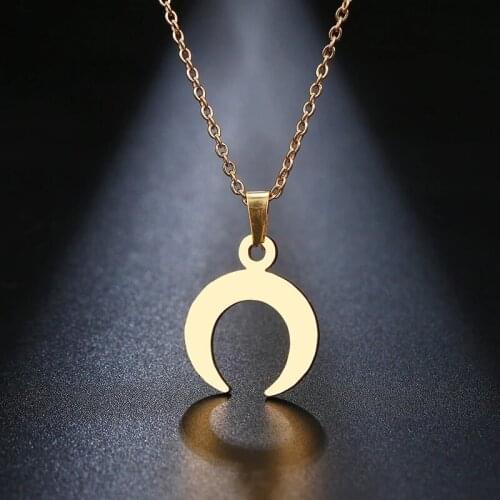 Stainless Steel Necklace Hot Sale Delicate kolye pendant Curved crescent moon necklace Gold Color women Necklace Jewelry gift