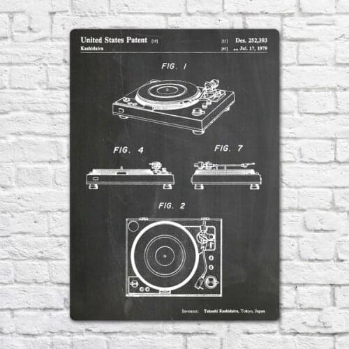 Turntable 1979 Patent Metal Tin Sign Metal Sign Wall Decor Fashion Art Decor Poster BIE121