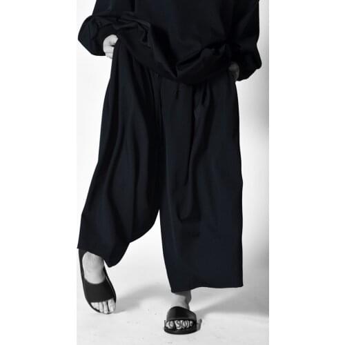 Casual Mens pants wide leg pants skirt pants pleated loose