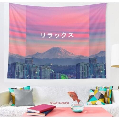Relax Vaporwave Japanese Aesthetic tapestry Wall Tapestry Wall Hanging Wall Decor Blanket Bedding Curtain Throw