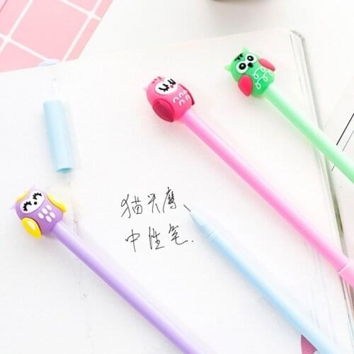 1pc Wholesale Expression Owl Creative Cute Cartoon Pen Black 0.5mm PenS Student Stationery Pen FOR Wholesale