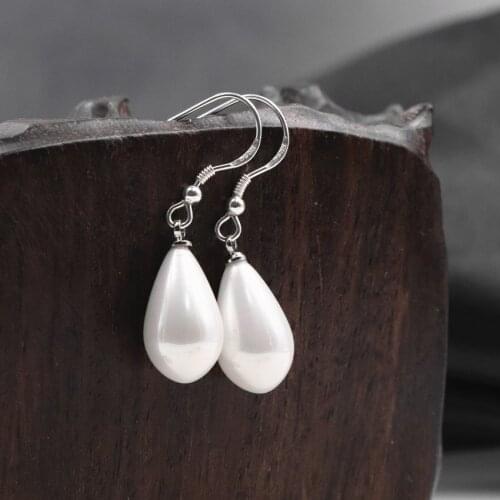 New Trendy Elegant Earring Long Dangle Earrings Natural Shell 925 Sterling Silver Statement Drop Earrings Party Gift Eardrop B43